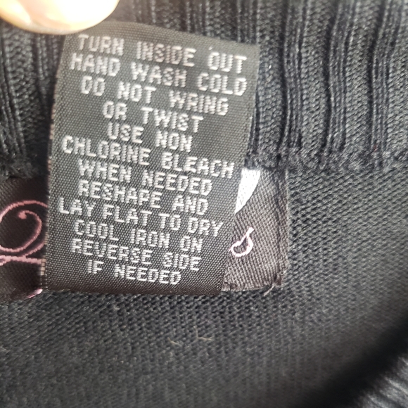 Questions Rhinestone Embellished Black Zip Up Cardigan Holiday Party~ Size XL - Picture 6 of 6